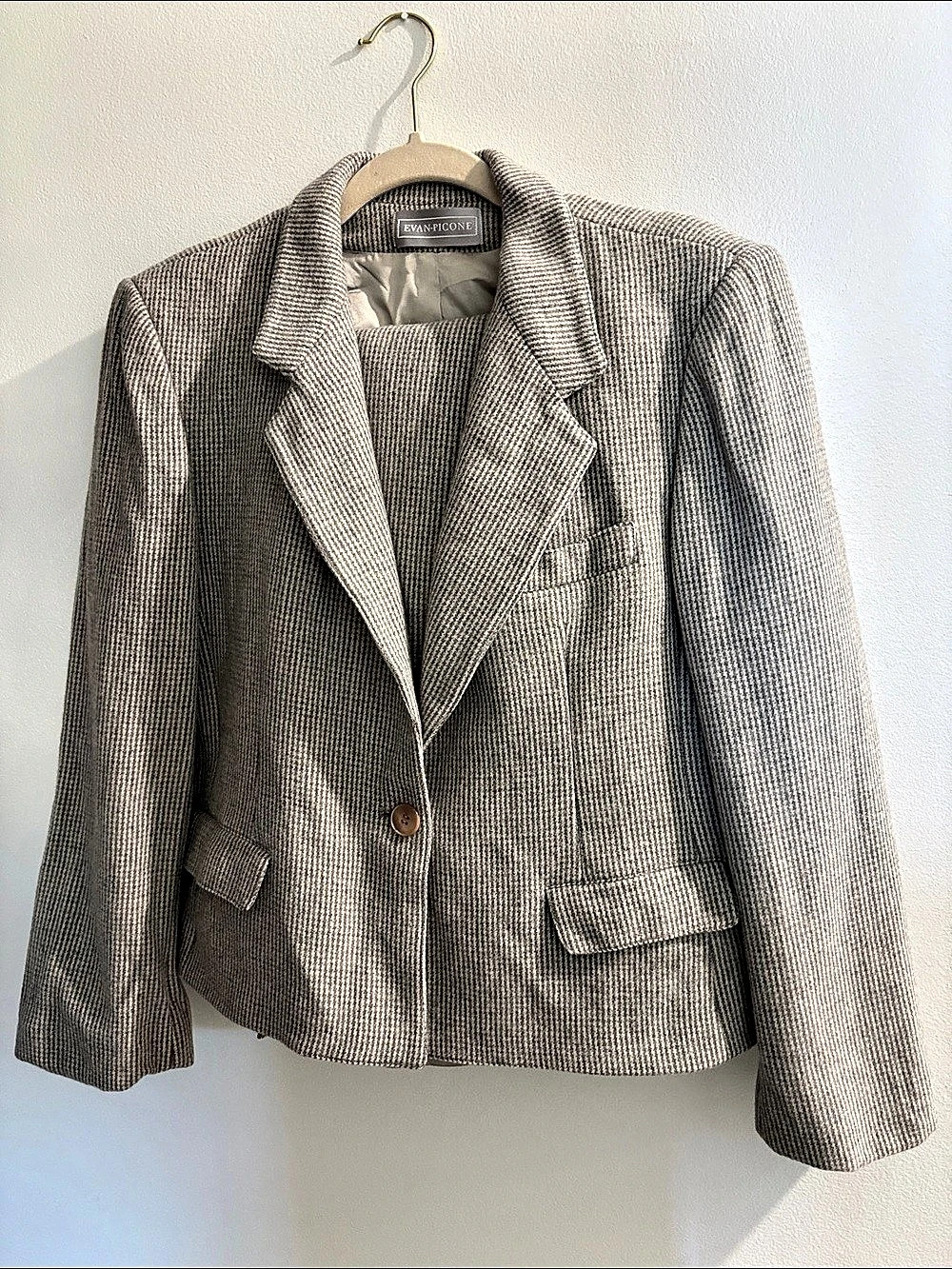 Evan-Picone Gray Houndstooth Blazer